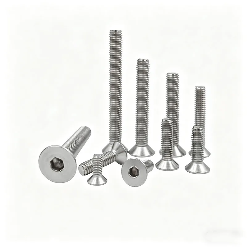 M3-M12 304 Stainless Steel Countersunk Hex Socket Screws, Flat Head Allen Bolts, Standard Fasteners for Furniture & Equipment