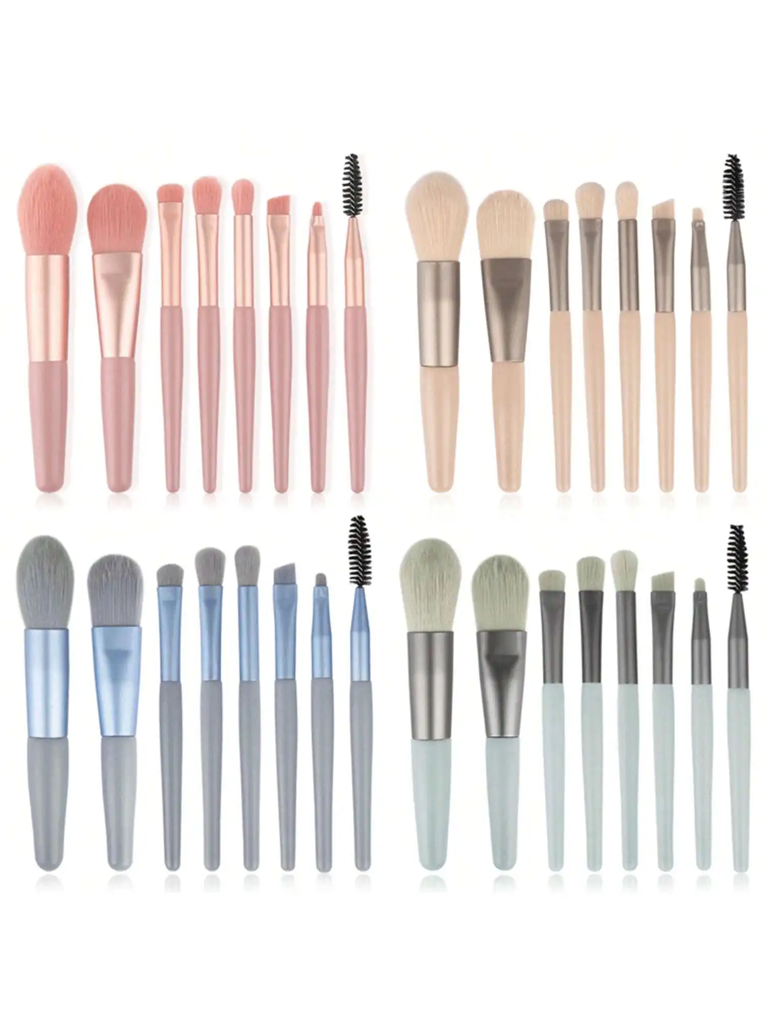 8pc Makeup brush set, Macaron brush portable concealer makeup brush, beauty tool powder blusher brush