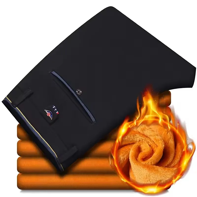 2025 شتاء جديد سميكة مستقيم سليم الدافئة الأعمال عادية مكتب الذكور المخملية السراويل الكلاسيكية الرجال الصوف سراويل تقليدية