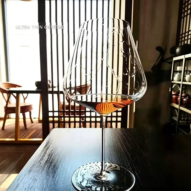 0.5mm Paper Thin Handmade Crystal Burgundy Goblet Glass Classic Shape Premium Wine Glasses Zalto Style Drinkware 2PCS