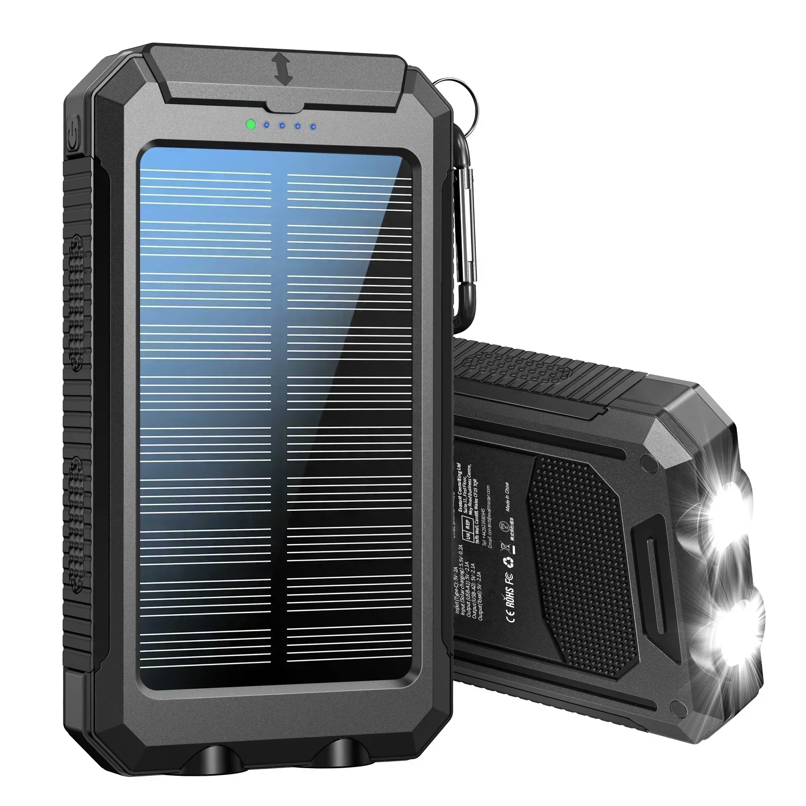 2026 Hot Sale New Arrival 10000mAh Solar Power Bank - Exclusive Dual USB Type C Output Multicharger with Flashlight Compass