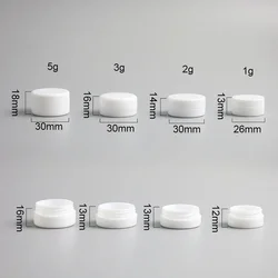 미니 흰색 플라스틱 빈 항아리 냄비, 여행용 화장품 샘플, 메이크업 페이스 크림 용기, 네일 아트 정리함 홈, 10 개, 1g, 2g, 3g, 5g