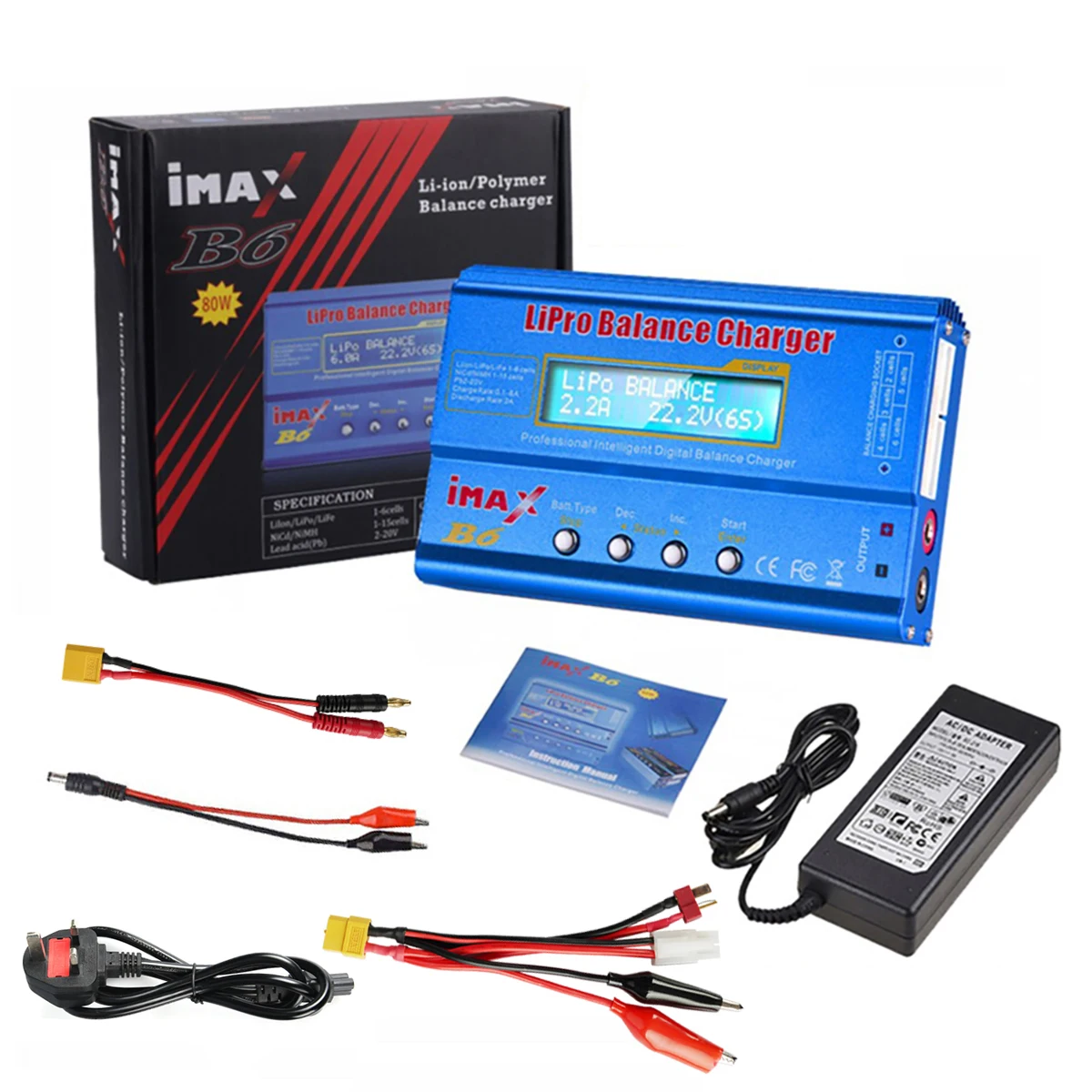 IMAX B6 80W Batterij Oplader Voor Lipo NiMh Li-Ion Ni-Cd Digitale Lipro Balans Lader Ontlader wisselstroom 15V 6A Adapter Rc Auto