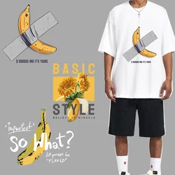 Internet celebrity popular clothing print fashion banana alphabet hand-painted heat transfer men's T-shirt DIY stickers