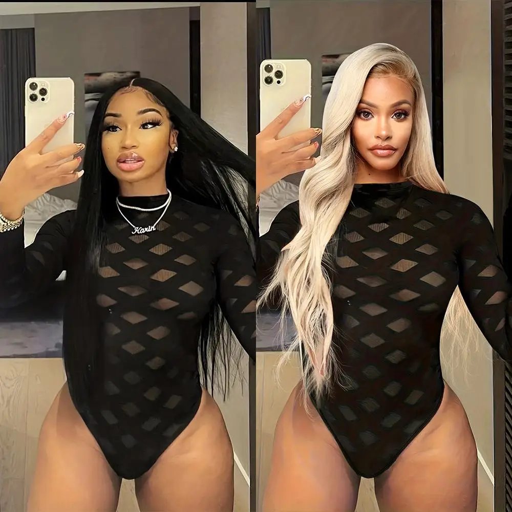 

Bla Me Floing Spliced Jumpsuit Low Waist Long Pants Polyester Fiber Women's Faion Autumn Season High Street Sle