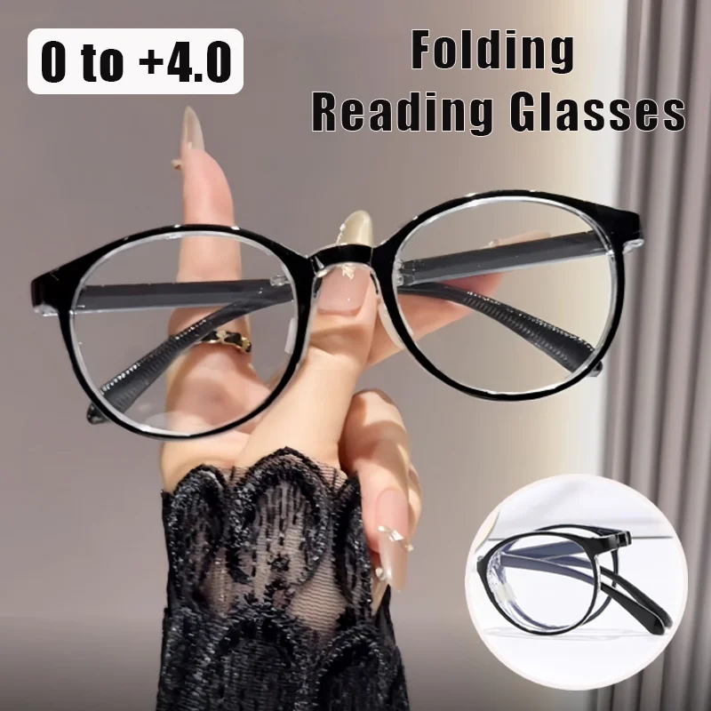 

Retro Small Round Frame Folding Presbyopia Glasses Portable Ultra-light Middle-aged and Elderly Reading Glasses Women's Goggles