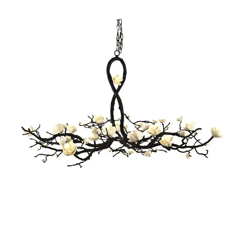 

living room full copper branches flower chandelier, quiet wind retro tea room chandelier, light luxury Zhongshan lamps