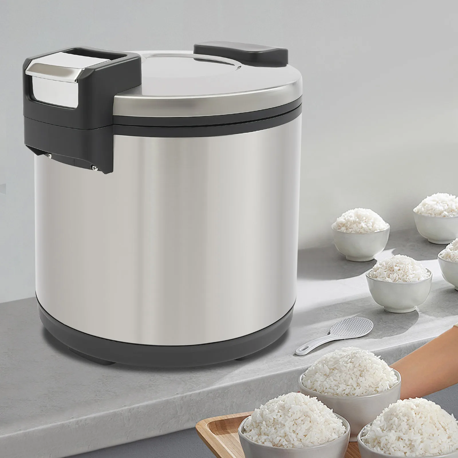 Pemanas Nasi Komersial 110W 110V, Penanak Nasi Isolasi, Pemanas Nasi Listrik 19L untuk Restoran, Natal, Pesta