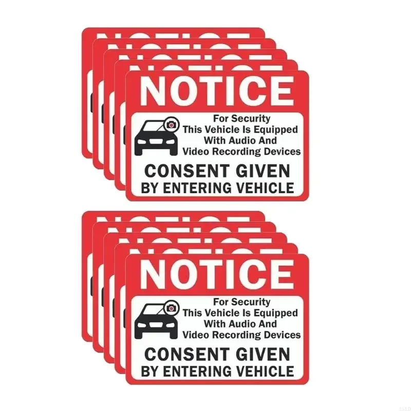 A5KD.10 Pack Stickers Notice Vehicle is Equipped With Audios And Video Recording Devices Consent By Entering Vehicle Sticker.