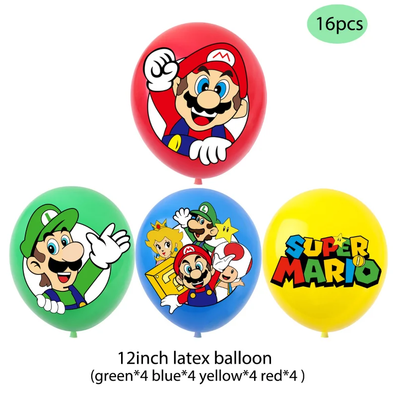 Super Marios Bros Game Theme Birthday Party Decorations Cake Topper Banner Balloon Set for Kilds Baby Showe Decor Supplies Gift