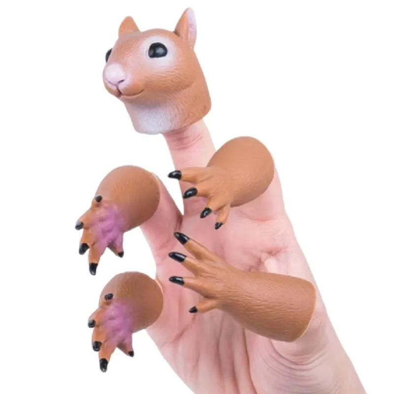 1 Set Of Novelty And Fun Cartoon Squirrel Hand Puppet Finger Dolls Props Play House Soothing Toys Cute Mini Animal Toys images - 6