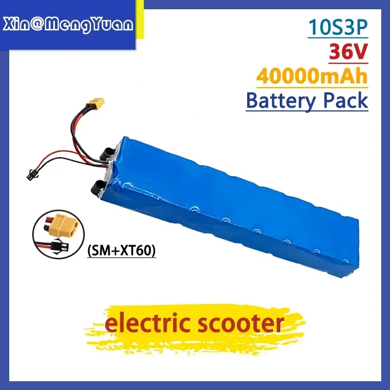 

XMY - 36v Li Ion Battery Pack, 40ah, 10s3p, SM + xt60 connector, built - in BMS,for Electric Bike, scooter, Small American car