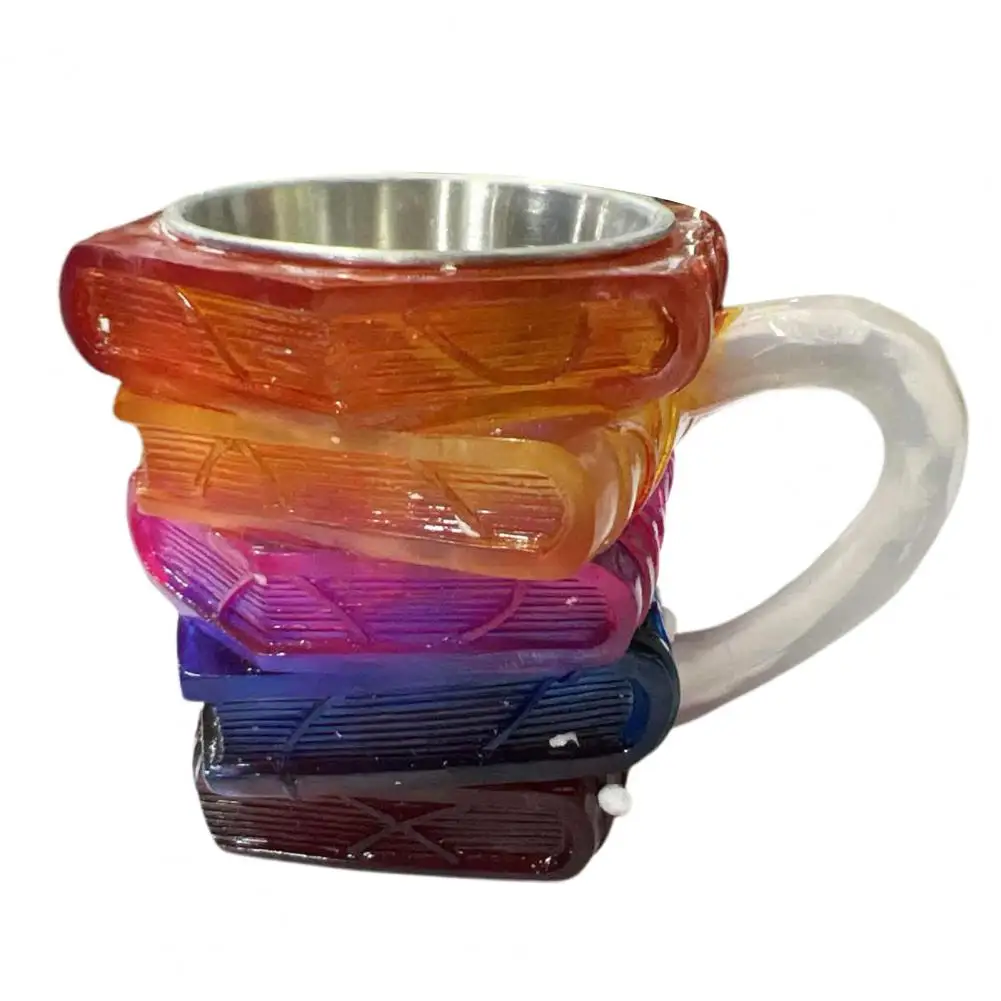 

11oz Painted Book Mug Glass Drink Coffee Cup 11oz Reading-inspired Mug Novelty 3D Stacked Book Drinkware Literary Lover Gifts