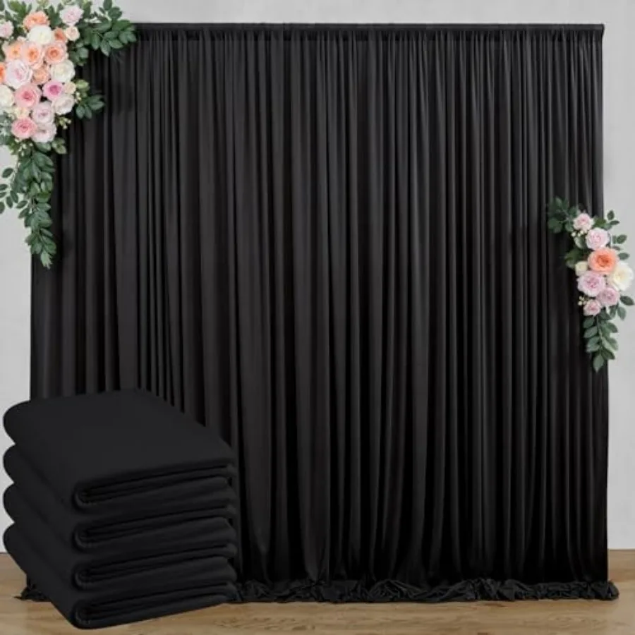 

20 Feet x 10 Feet Wrinkle Free Backdrop Curtain for Parties, 4 Panels 10Feet Polyester Photo Backdrop Drapes for Graduation Bir