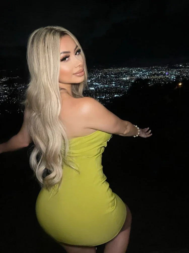 فستان مثير بدون حمالات مرصع بالألماس مزين بالترتر فستان نسائي أخضر بدون أكمام بدون ظهر مقصوص فستان حفلات مسائية للمشاهير #4