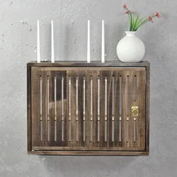 Wall-Mounted Router Organizer Wooden WiFi Box Cover with Ventilation Design And Decorative Brass Handle Punch-Free Installation