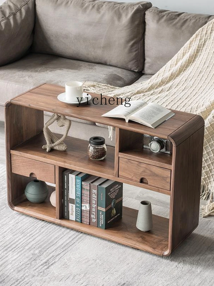 Xl Solid Wood Light Luxury North America Black Walnut Side Table Sand Multifunctional Storage Side Cabinet