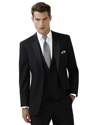 Formal Men's 3 Pieces Wedding Dinner Suits for Men Black Formal Business Tuxedos Two Buttons Jacket Waistcoat Trousers