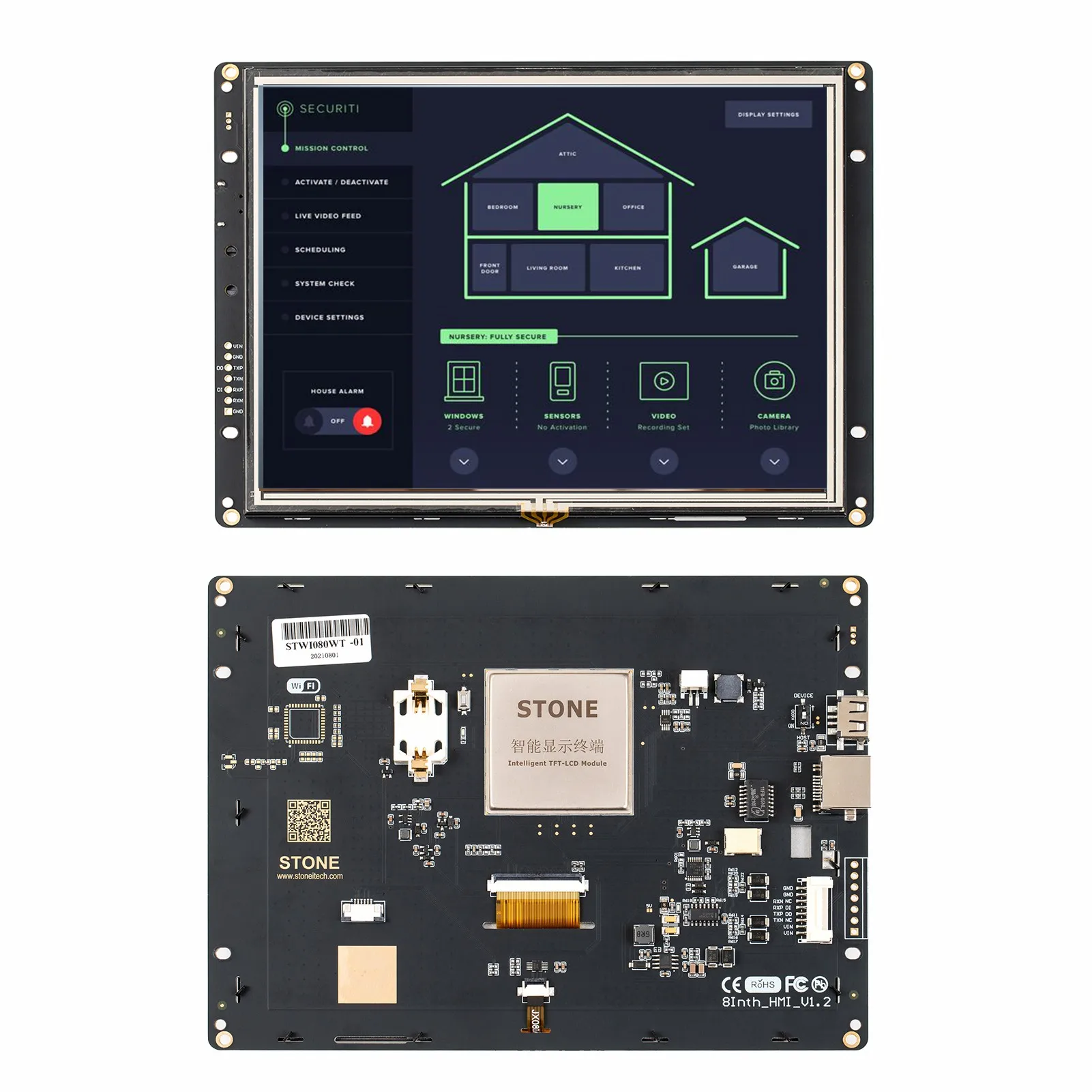 SCBRHMI I seires: 8"Resistive Touchscreen Smart Serial Display HMI TFT LCD for Industry Control