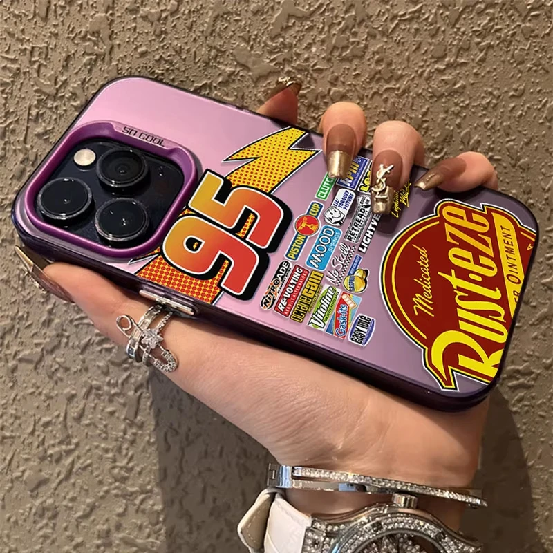 Lightning McQueen 95 Cars Plating Case for iPhone 17 13 14 16 15 12 11 Pro Max XS X XR 8 7 Plus  Shockproof Matte Hard Cover - náhled 4