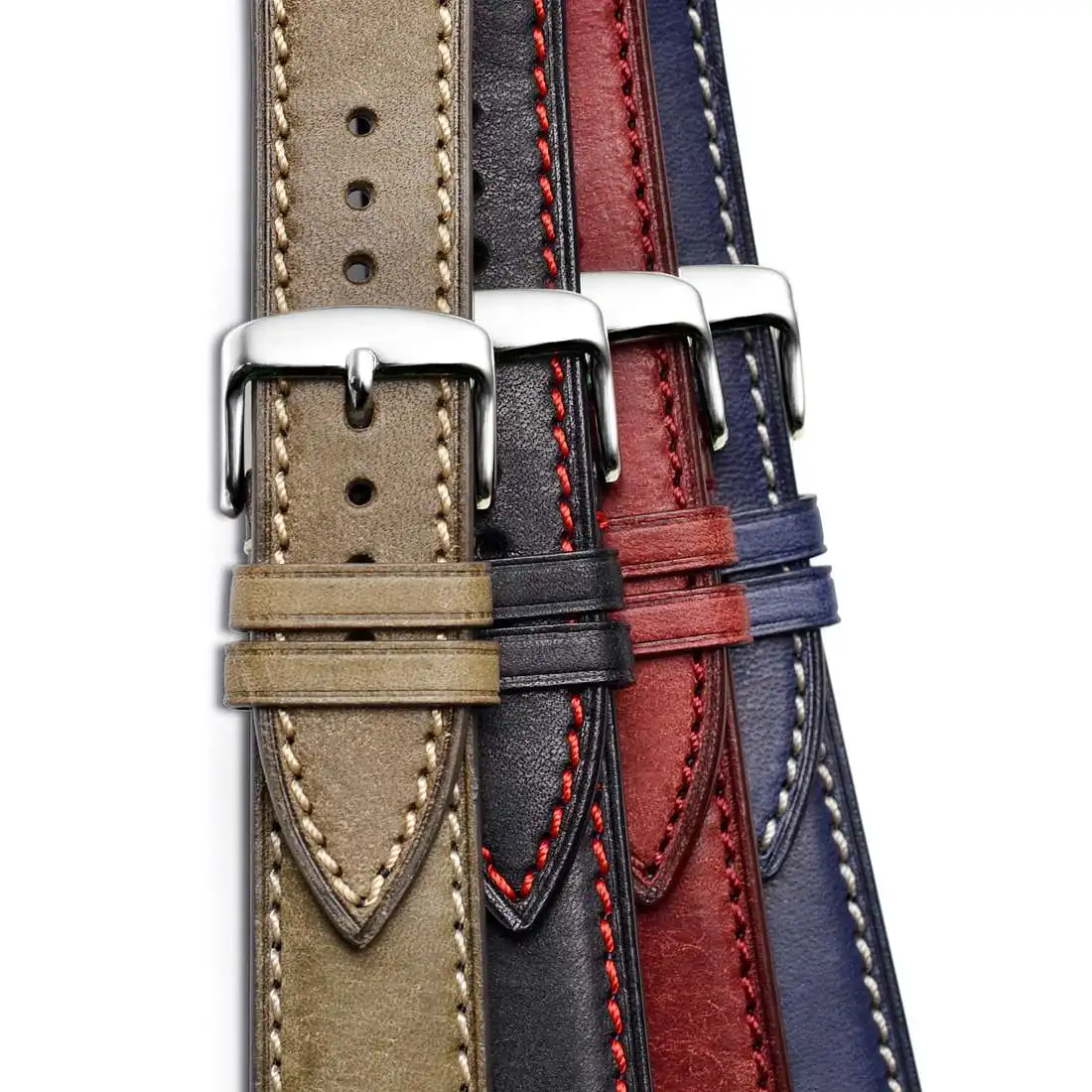 WOCCI 14mm 18mm 20mm 22mm Nubuck Italian Leather Watch Strap Bracelet Replacement Watchband for Women Men Black Green Blue Red