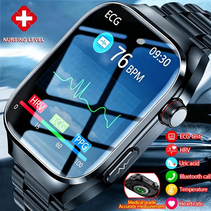Nouvelle montre intelligente de diagnostic médical par laser AI 2026 avec ECG+PPG, surveillance de la pression artérielle, de l'acide urique, des lipides sanguins, de la fréquence cardiaque, surveillance des organes, appel Bluetooth SOS.