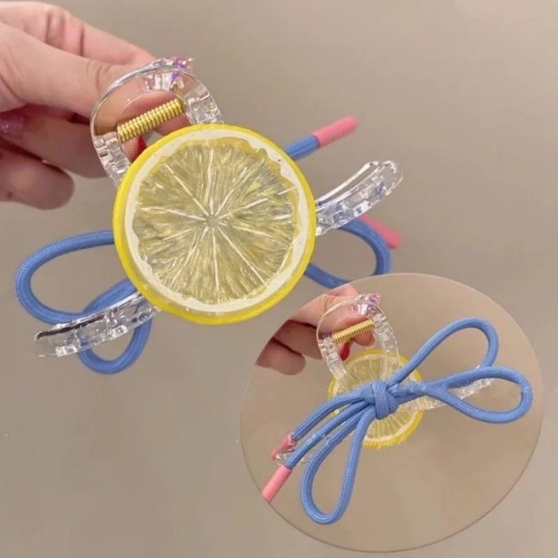 Simulation Fruit Lemon Shark Clip Fun Bow Hairpin Sweet Cute Girls Hairpin Hair Accessories