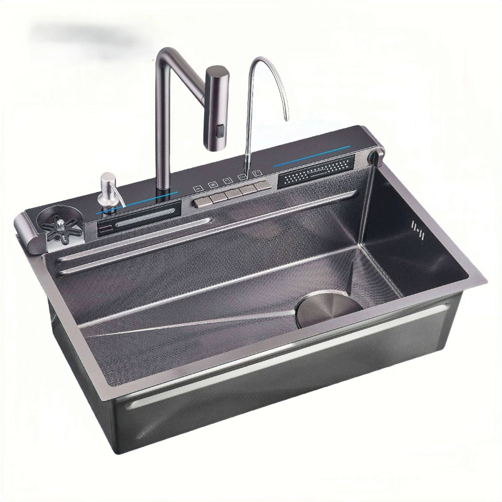 

Large Single Sink Kitchen Sink Counter Installation Multi-function