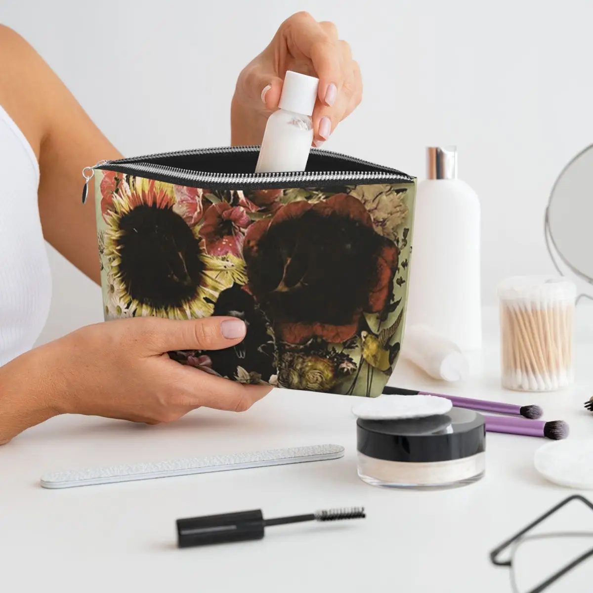 

Садовый череп, легкая женская косметичка, дорожный органайзер для макияжа, сумка для хранения туалетных принадлежностей, Dopp Kit Case