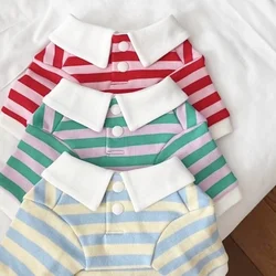 Luxury Pet Dog Polo Shirt Summer Cool Dog Clothes Cute Striped Dog Sweathshirt Breathable Cat Shirt Pet Costumes Simple Dog Vest