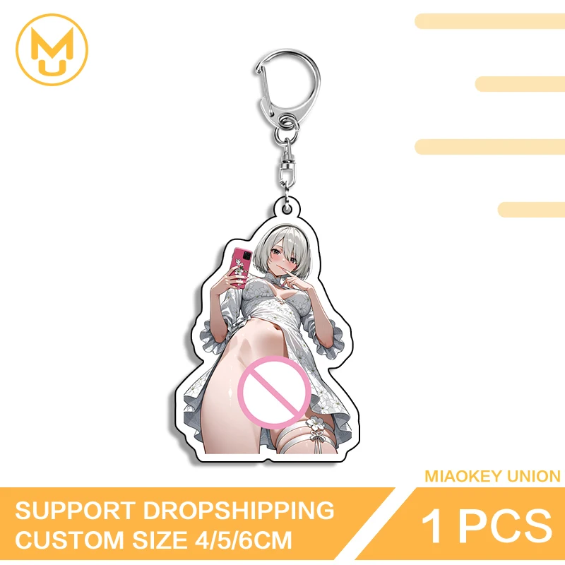 Selfie Nier 2B Hentai Bikini postura de pie innovador llaveros acrílicos de doble cara Edgy simplicidad disfraces joyería