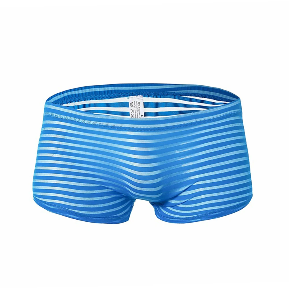 Fashion Men\'s Sexy Transparent Stripe Briefs Low Rise Underpants Mens Shorts Underwearshorts Male Lingerie Tanga