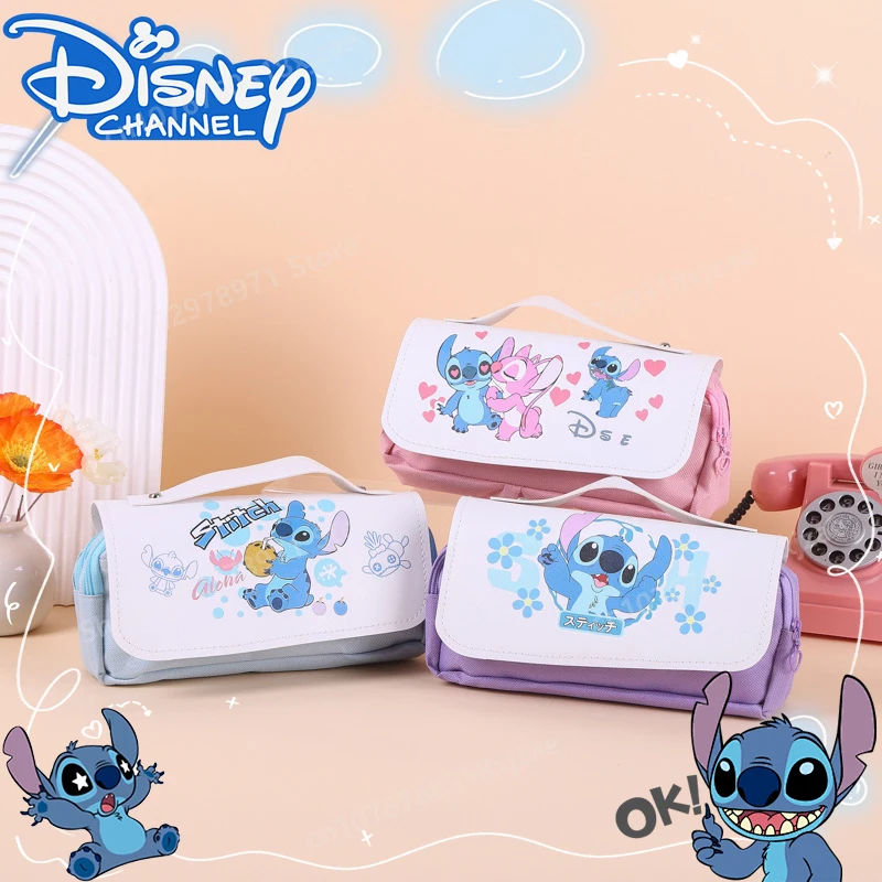 

New Disney Stitch Pencil Bag Cartoon Cute PencilCase Large Capacity Storage Bags Student Stationery Back-to-school Season Gifts