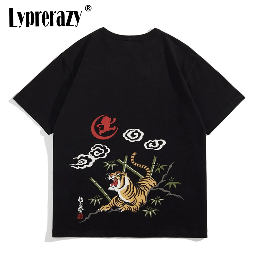 Lyprerazy Japanese Style Tiger Printed Tide Brand Short-sleeved T-shirt Cotton Men's Summer T shirt