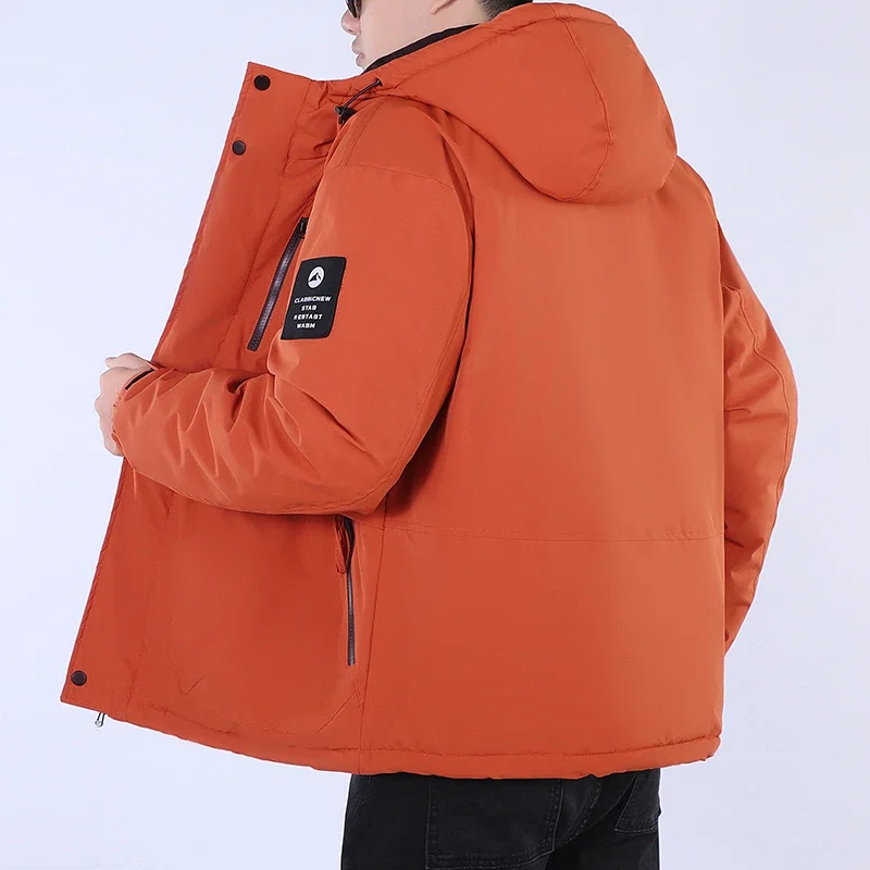 

Men's Windbreaker Parka Waterproof Jacket Mens Puffer Hooded Fashion Jacket Man Outdoor Loose Thick Jacket New Graphene Coat