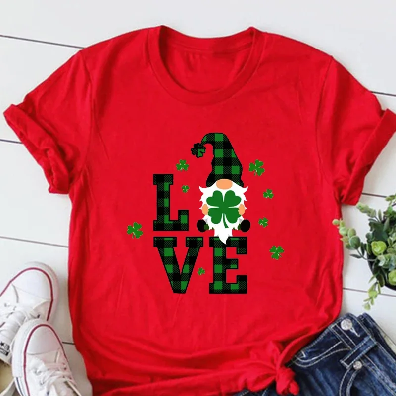 Love Patrick Day Gnomes Shirt St. Patricks Day Graphic Tees Vintage Shamrock Lucky Tshirt Women Irish Tshirt Aesthetic