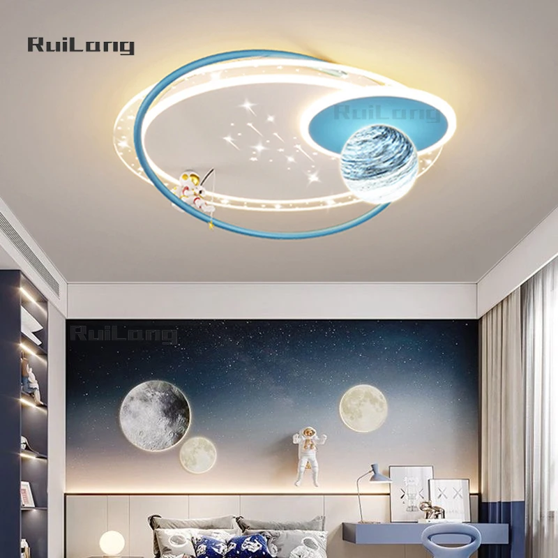 

Children's Ceiling Lamp Astronaut Planet Chandelier for Kids Room Girl Boys Bedroom Decor Blue Cartoon Plafon Led Ceiling Light