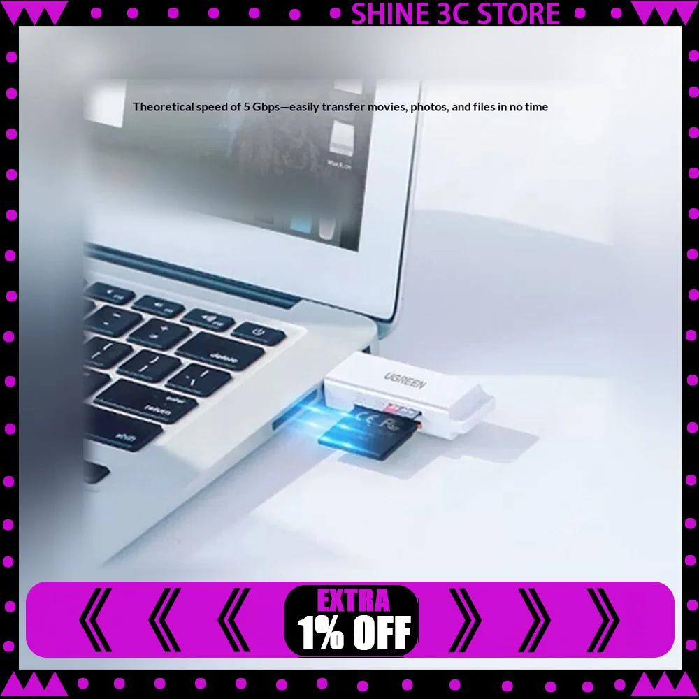 UGREEN 40753 CM104 USB 3.0 SD TF Card Reader Memory Card Adapter for Computer Laptop
