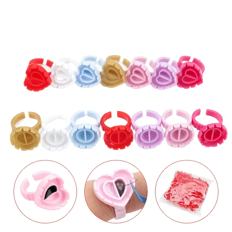 50개입 일회용 속눈썹 글루 링 컵, 속눈썹 연장 접착 트레이, 블룸 컵, 인조 속눈썹 리프팅 글루 팔레트, 메이크업 도구