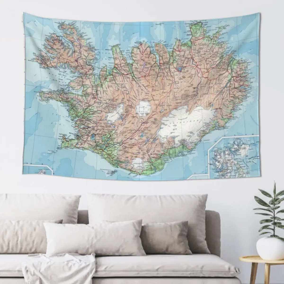

Vintage Map of Iceland Tapestry Custom Home Decor Aesthetic Tapestry