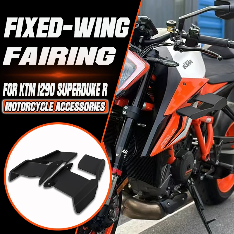 

Motorcycle Fixed Wind Wing Spoiler For Ktm 1290 SuperDuke R 2018-2023 Front Aerodynamic Wing Side Winglet Fairing Kit Accessorie