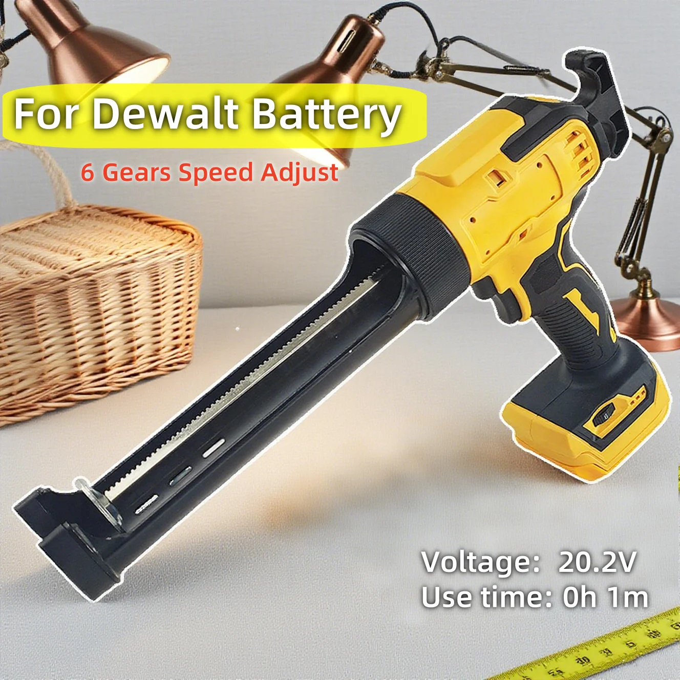

For Dewalt 20V 18V Battery Electric Caulking Gun 6 Gear Adjustable Speed Cordless Caulking Gun Glass LED Electric Silicone Gun