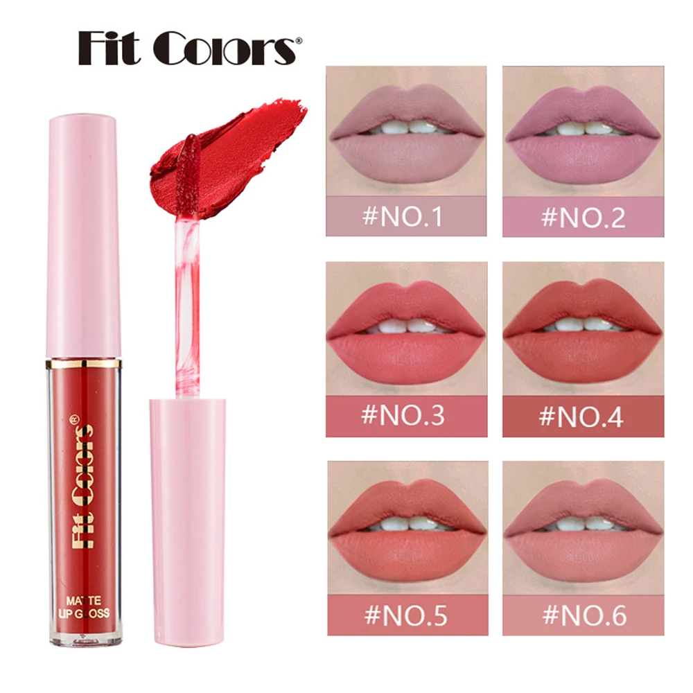 Fit Colors 12 Colors Matte Lipstick Velvet Liquid Lip Gloss Non-marking Long Lasting Sexy Red Pink Lip Makeup Beauty Cosmetics