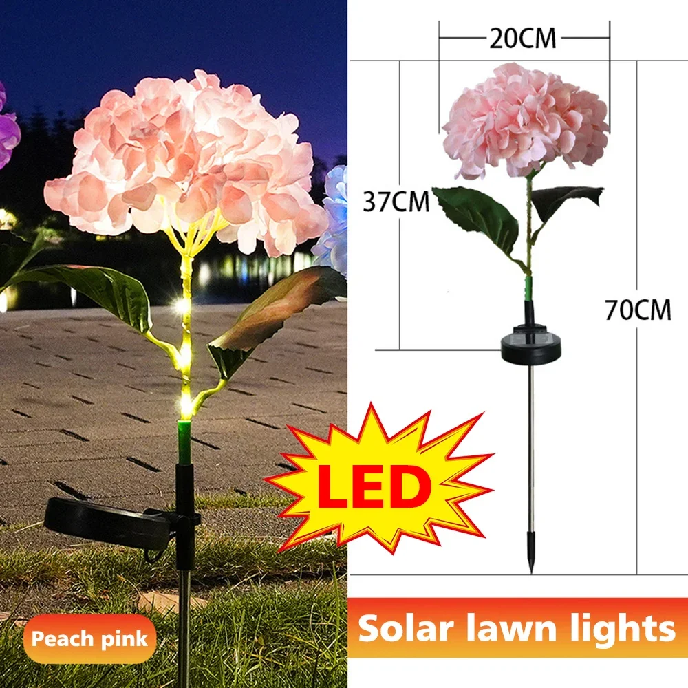 2PCS LED Solar Simulation Hydrangea Flower Lamp Ground Flower Lights Outdoor Garden Decoration Lamp Villa Yard Lamp Lawn Lamps