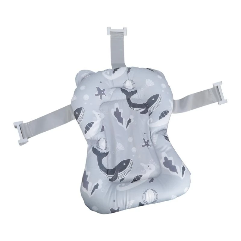 

97BE Newborns Bathtub Support Cushion Adjustable Baby Bath Pad Cartoon Ergonomic
