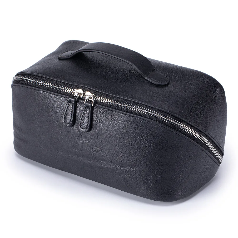 Top-handle Genuine Leather Cosmetic Bag Oilwax Cow Leather Make Up Bag Multifunctional Cowhide Toiletry Bag 2026 New