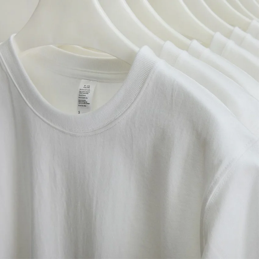 Four Needle 400gsm Double Yarn Cotton 400g Heavy Duty Short Sleeve T-shirt for Men Women Summer American Vintage Cotton Top