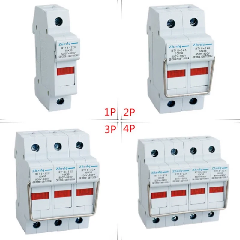 Installation of fuse guide rail RT18-32X 1P 2P 3P 4P 1A2A3A5A6A8A10A12A16A20A25A32A suitable for 10X38mm AC500V-AC690V