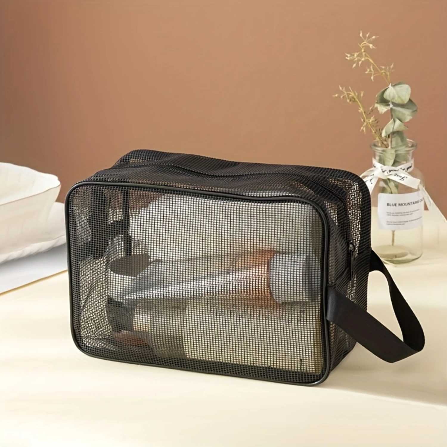 1pc Ultra-lightweight Mesh Toiletry Bag - Durable & Stylish Travel Organizer for Bath, Makeup, and Toiletries - Handy, Versatile