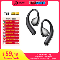 Picun T61 IPX8 Bone Conduction Earphones Open Ear Headphone with Earhooks Bluetooth 6.0 80H Playtime HIFI Sport Swimming Headset